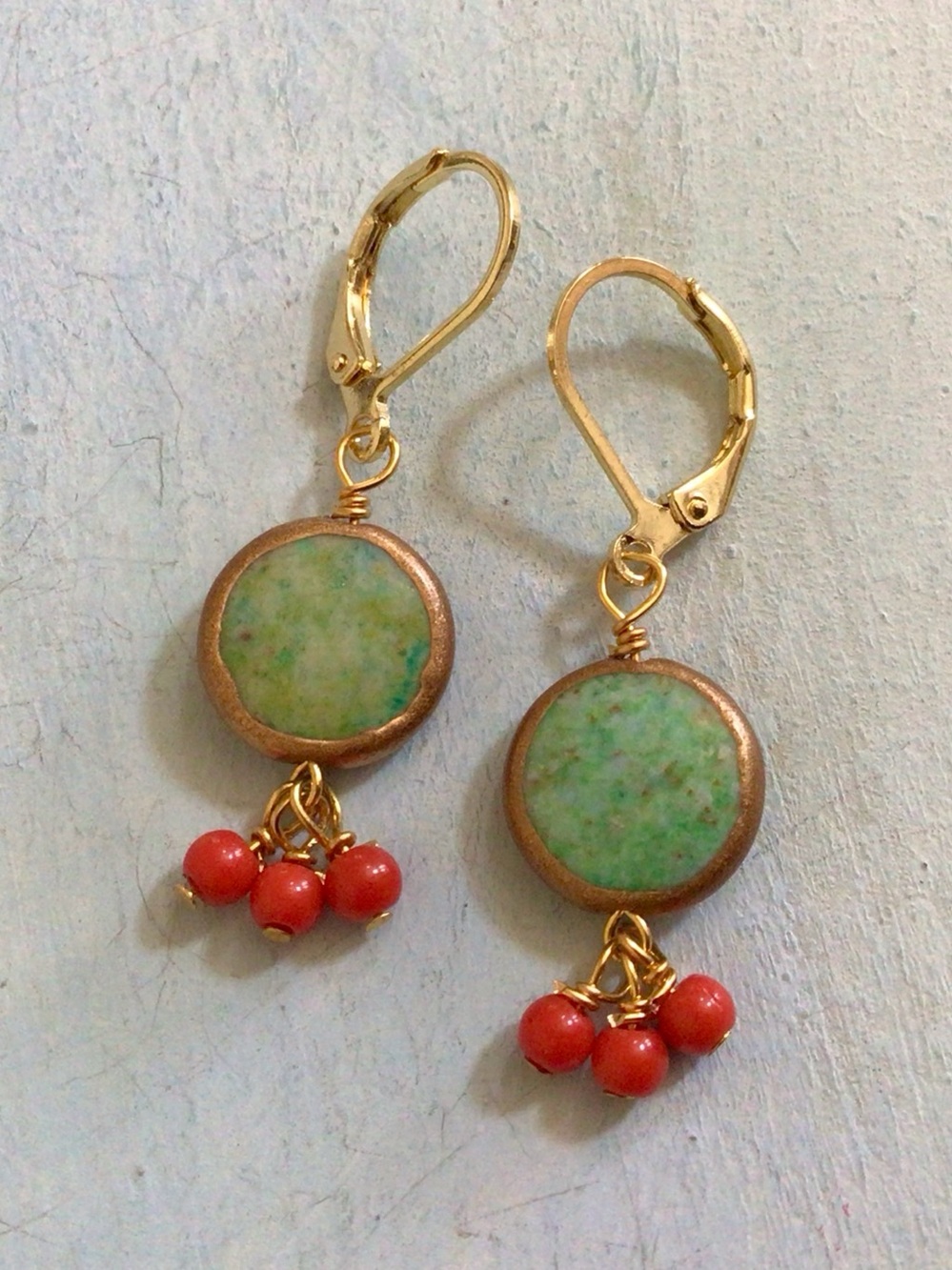 Turquoise Gold Edge Sundance Charm Earrings